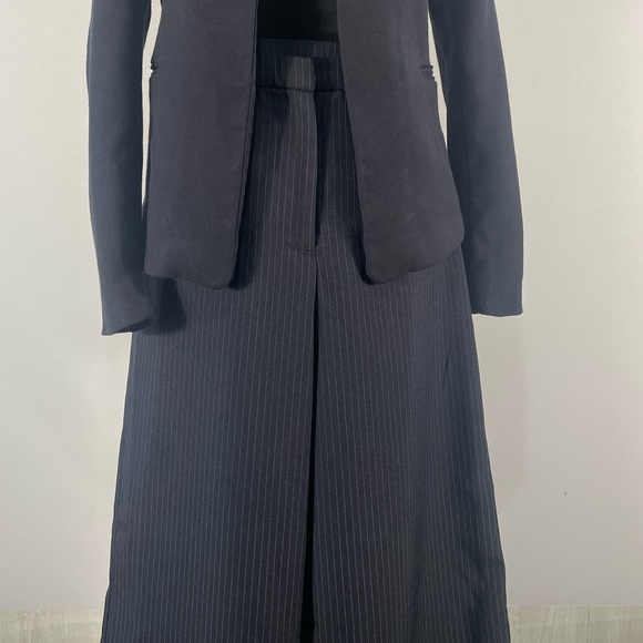 Women’s Navy white pinned striped Wide legged, Pants, Trousers Size Medium - Picture 8 of 9